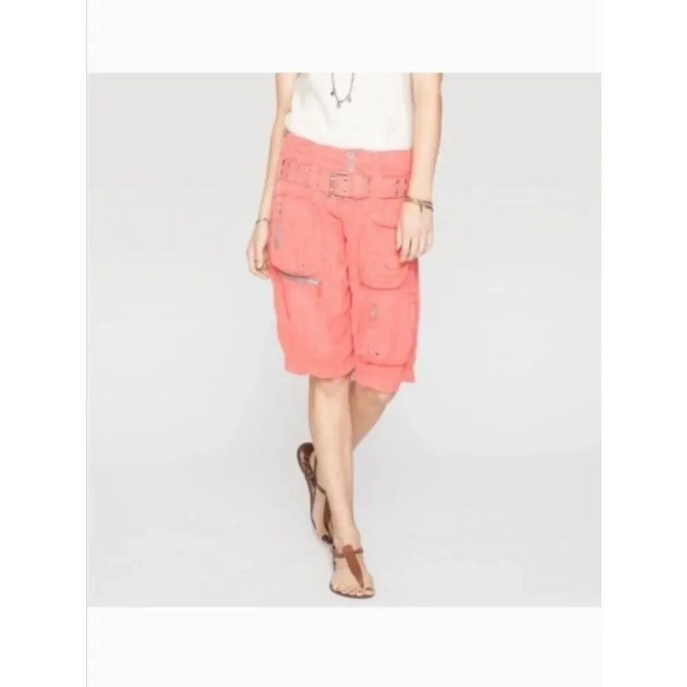 Like New! Johnny Was PETE & GRETA Cupra Cargo Shorts with Belt Coral in Size 8